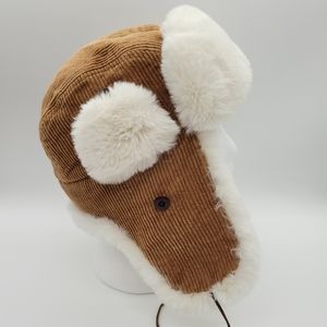 ELSTINKO | corduroy & faux for plush winter outdoor trapper hat